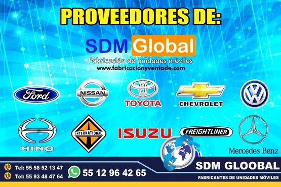 Conversion y Equipamiento de Patrullas nuevas equipadas, Fabricacion y venta de unidades moviles para seguridad publica, privada, rescate, salvamento. SDM Global Mexico somos una empresa líder en el Equipamiento de Patrullas asi como de unidades moviles de rescate, salvamento, proximidad, primer respodiente, equipo tactito, anti motin, fuerzas especiales, semi remolques con personal altamente capasitado para su fabricacion, Roll bar, Tumbaburros, Burrera, Banca central, Defensa trasera, Lona, Rotulacion, Pintura, Torreta de leds, sirena, bocina, codigos, estrobos, luces, etc. somos fabricantes.El término auto o moto Patrulla es utilizado para Patrullar un área concreta asignada. ​ Su función primaria es servir de apoyo a los oficiales de Policía en sus tareas diarias como rondines y traslado de delincuentes. somos fabricantes de unidades moviles especiales.Somos una Empresa Mexicana líder en el Mercado con años de experiencia, especialistas en el Equipamiento de Patrullas Equipadas Cajas y Remolques Unidades Moviles Especiales de Seguridad, Rescate, Salvamento, Salud, Comunicacion, Higine, etc.,Somos fabribricantes directos, distribuidores en todo Mexico, comunicate y te atenderemos personalmente.