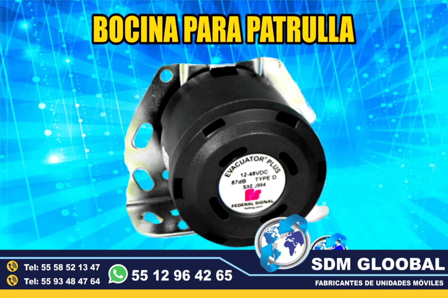Venta de Bocina para moto patrullas pick up sedan escolta, ministerial, ficalia, auxiliares 